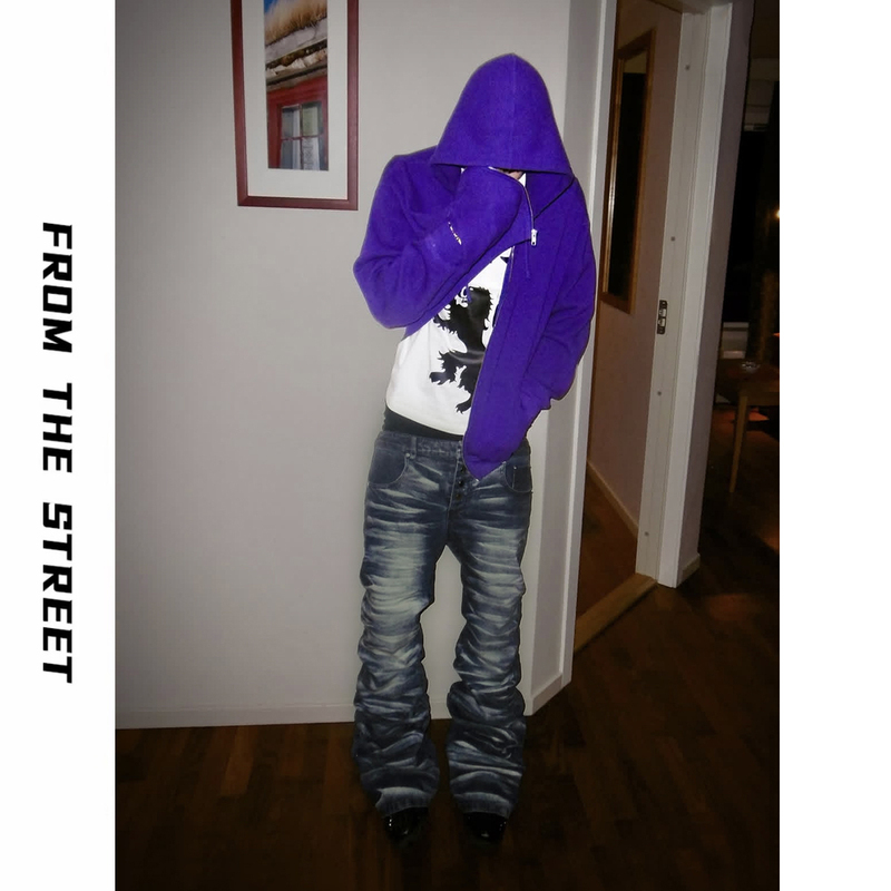 From the Street Ice Blue Cracked Wash Button-Fly Whiskered Floral Skinny Jeans