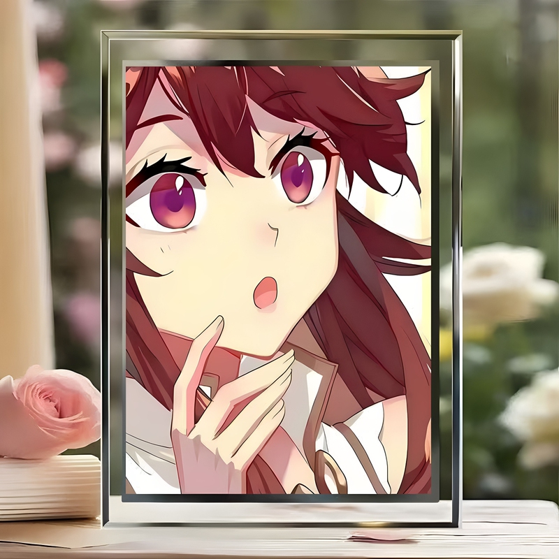 Cartoon Xiao Wu Single Character Merchandise Dormitory Decoration Painting Tabletop Picture Birthday Gift for Best Friend Crystal Glass Photo Frame