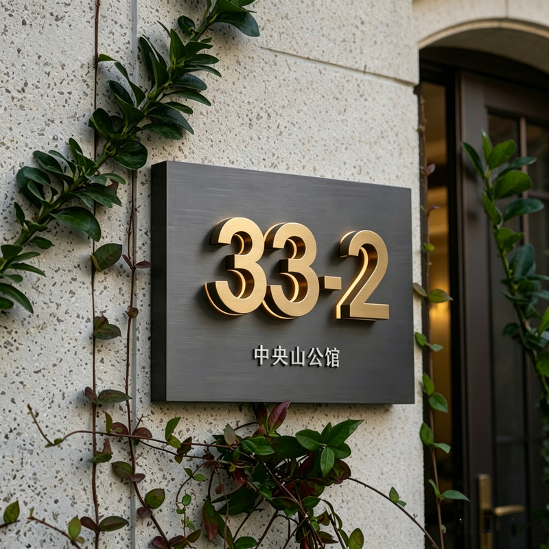 High-End Door Sign, Outdoor Waterproof Villa Door Number Plate, Entrance Door Sign with a Sense of Luxury, Light Luxury Decoration, Household Door Sign