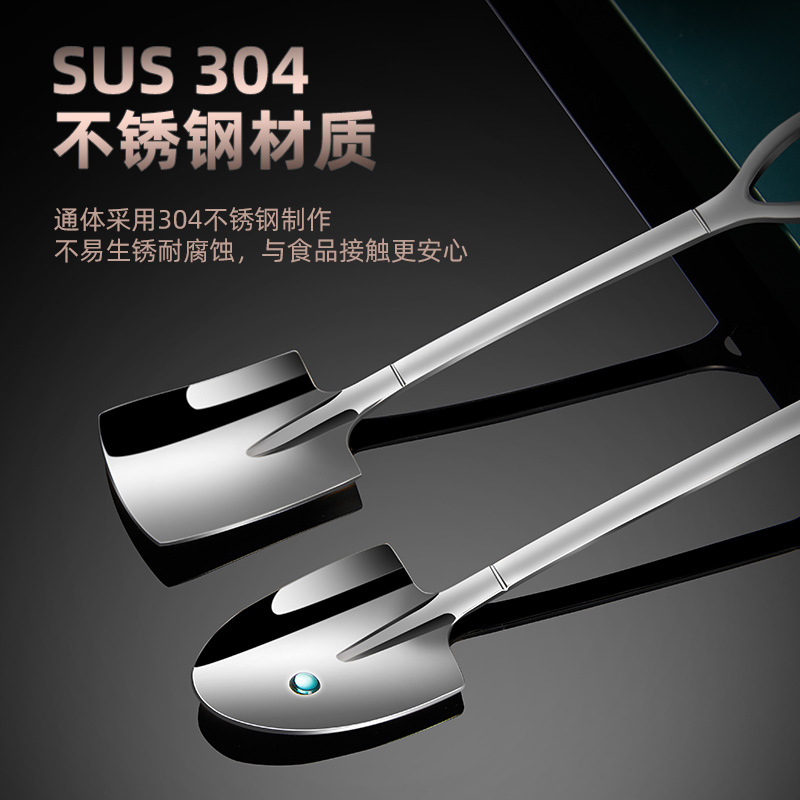 304 Stainless Steel Spoon Watermelon Spoon Creativity Cute Golden Mesh Red Spoon Fruit Sweet Ice Cream Ice Cream Scoop-Taobao