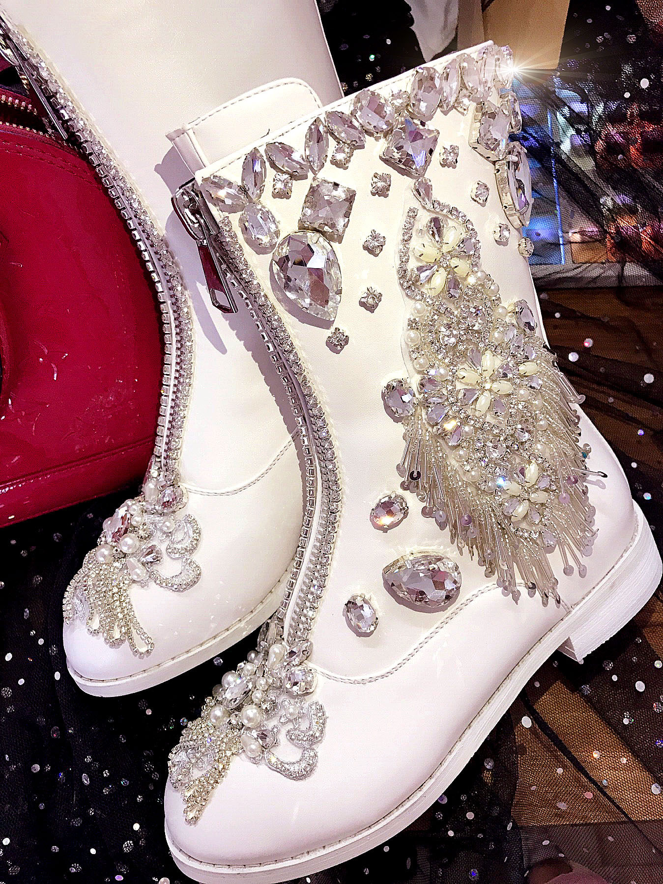 flat sequin boots
