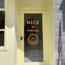 ins brief words smiley face cake baking coffee milk tea shop wall deco children clothing clothing shop glass stickers