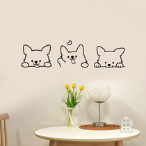 3 Happy Little Dogs Pet Shop Wall Decals Stickers Ins minimalist patterned waterproof glass door stickers