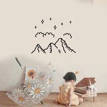 Space Far Mountain Childrens Room Bedroom Cozy Romantic Cartoon Wall Stickers Nordic Ins Wind Minimalist Creative Collage