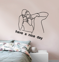 Net red wall decoration couple characters hollow stickers on body hollow stickers ins text wall stickers bedroom bedside background painting