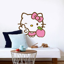 kitty cute cartoon cat wall sticker bedroom bedside room background wall decoration waterproof glass door sticker