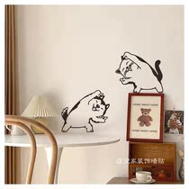 Funny Funny Cat Dog Wall Patch Pet Store Wall Personality Decorative Appliquins minimalist hollowed-out glass stickers