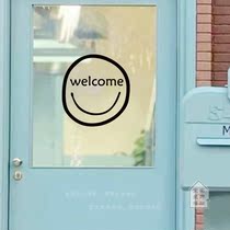woelcomes smiling face child clothing Fried Chicken Breast Milk Tea Shop Wall Decoration Shop Window Glass Ins minimalist stickers