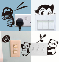 Creative cute cartoon wall sticker bedroom living room background wall socket decoration small animal switch sticker