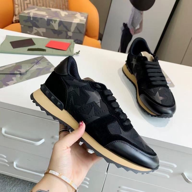 European Station 2023 Men's Trendy Camouflage Sneakers with Rivets, Thick Soles, Genuine Leather, Color-Blocking, Casual Lace-Up Sneakers