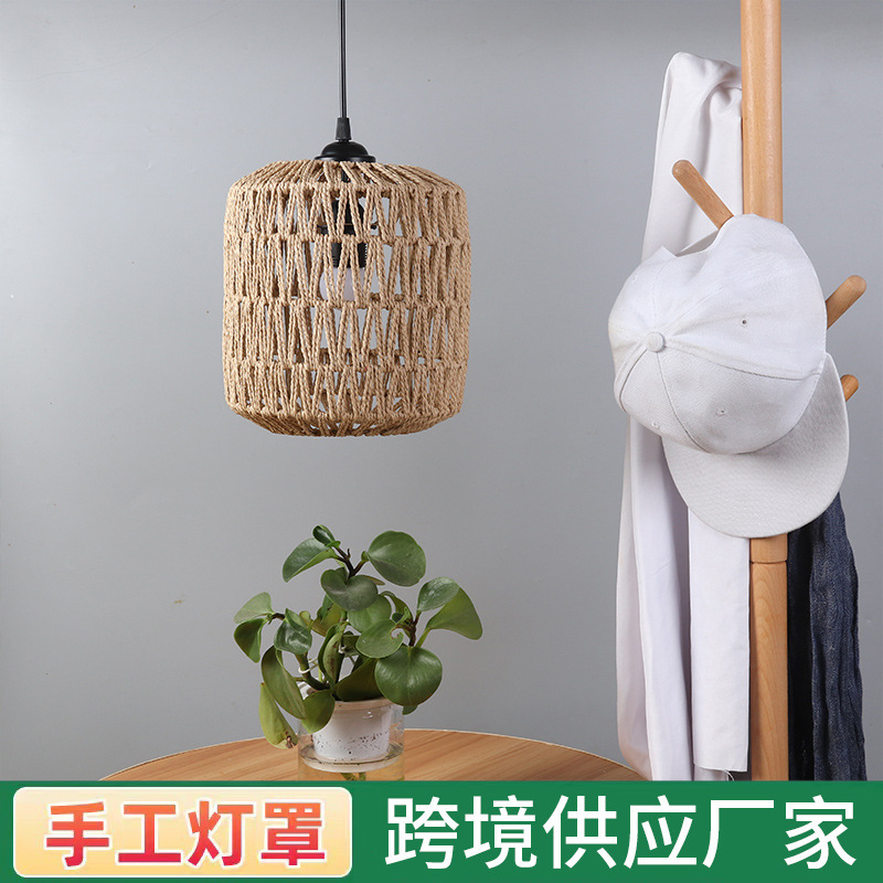 Paper Rope Pendant Lamp, New Chinese Style Rattan-Like Lampshade, Creative DIY Lighting for Guesthouses, Restaurants, Hot Pot Restaurants, Woven Lighting Fixtures Decoration