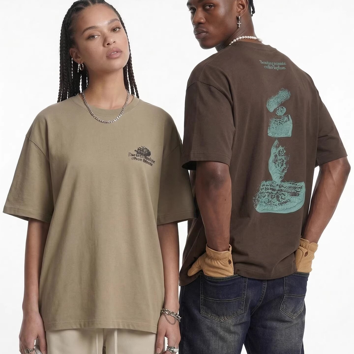 Jiezhan Trendy Retro Stone Pulp T-shirt 2026 Summer New Printed Trendy Brand American Short sleeved T-shirt Top