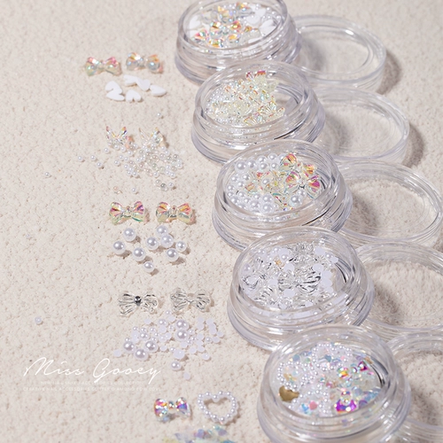 Аксессуар для маникюра для ногтей, смешанные бусины с бантиком из жемчуга, популярно в интернете