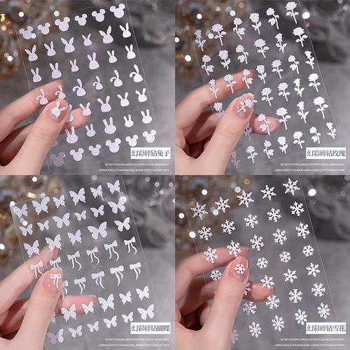 Наклейки для ногтей, накладные ногти, блестки для ногтей, аксессуар для ногтей, популярно в интернете, со снежинками, цветочное украшение