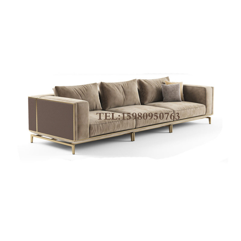 Nordic creative three-person fabric light luxury sofa combination designer model room hotel club simple modern furniture