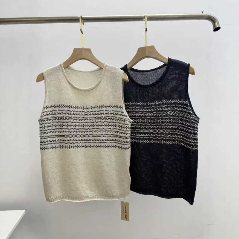 Anchudss Knight Yarn, Imported Manila Hemp Paper~! Jacquard Sleeveless Knitted Vest Anchudss Knight Yarn, Imported Manila Hemp Paper~! Jacquard Sleeveless Knitted Vest