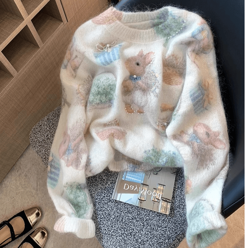 Sweater for Women, Autumn and Winter 2026, New Fashionable and Trendy Style, Super Nice-Looking, High-End Feel, Loose and Lazy Style, Cute Little Rabbit Sweater for Women, Autumn and Winter 2026, New Fashionable and Trendy Style, Super Nice-Looking, High-End Feel, Loose and Lazy Style, Cute Little Rabbit