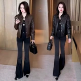 Весенняя короткая полиуретановая ретро куртка, в западном стиле, изысканный стиль, в американском стиле