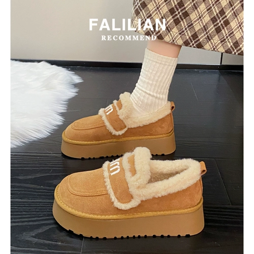 Флисовая удерживающая тепло обувь на платформе, сапоги, демисезонные лоферы