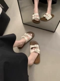 Женские тапочки Birkenstocks, летняя верхняя одежда, новинка 2025 года, пляжные сандалии на плоской подошве в сказочном стиле, пляжные сандалии