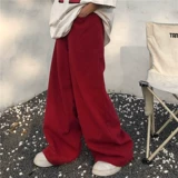 Красные брендовые ретро джинсы, штаны, свободный прямой крой, в американском стиле