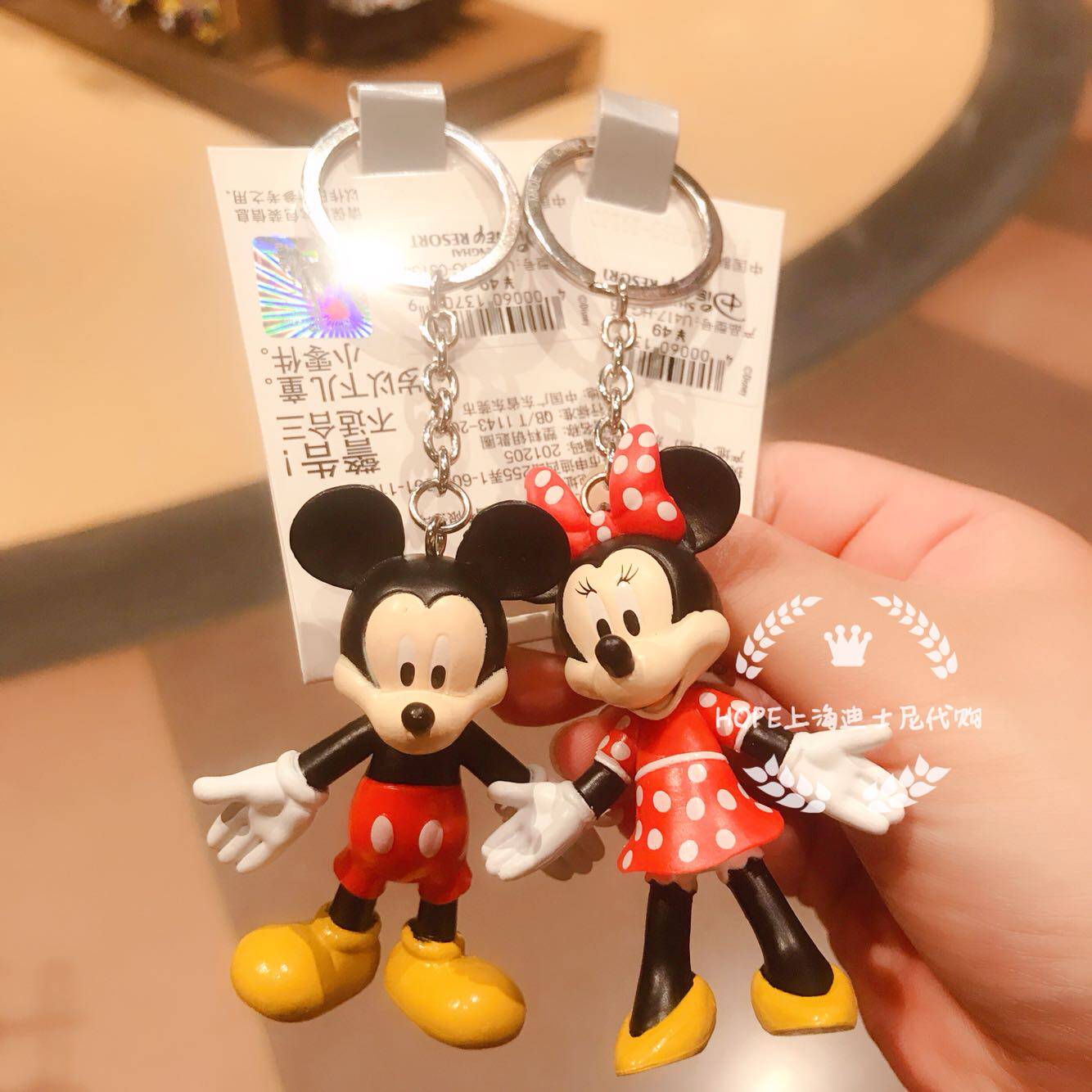 Брелок hope上海迪士尼代购 米奇米妮头硅胶钥匙扣钥匙圈挂件纪念品礼物 Disney