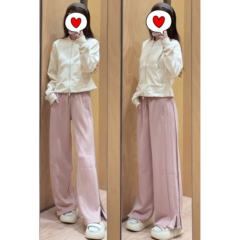 Juicefish Solves Body Image Anxiety with One Click! Threaded Wide-Leg Magic Pants, Straight-Leg Sports Pants, Yoga Casual Pants