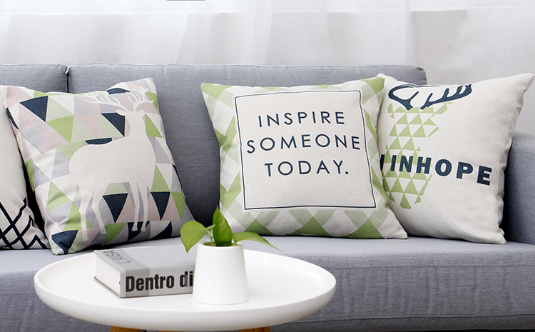 Bắc Âu Xanh nai sừng tấm bông vải gối bìa kiểu Mỹ phòng khách sofa đệm gối văn phòng gối thắt lưng - Trở lại đệm / Bolsters gối tựa lưng hình thú