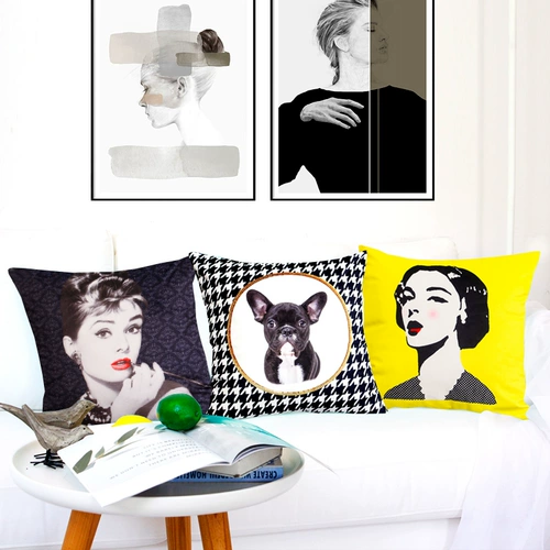 Покупатели независимо в паре с нордической геометрией, простым желтым диваном подушки, подушкой подушкой подушкой подушки для дома подушка