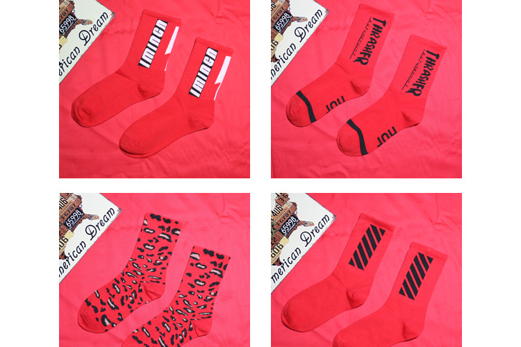 Sock đỏ, năm sinh, bước vào đám cưới, vớ, mùa thu và mùa đông, ống dài, vớ cotton, nam và nữ, năm lợn, vớ thuyền lớn màu đỏ - Vớ bông vớ nam
