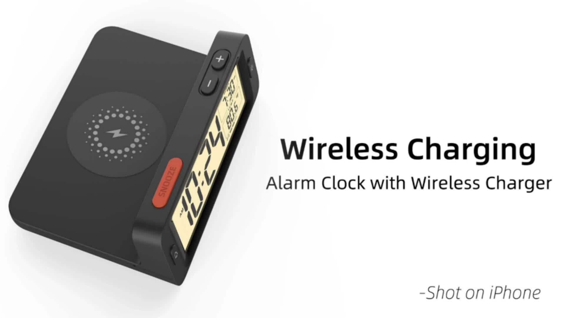 Fullwill Alarm Clock Informative Display Wireless Charger