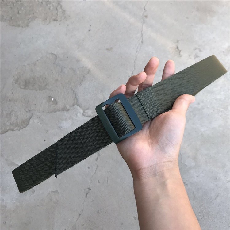Metal heads sports leisure men and women general new olive green canvas weaving inner belt
