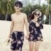 Cặp đôi áo tắm retro phù hợp với bikini ba mảnh áo tắm nữ bảo thủ che bụng bãi biển cặp đôi những người yêu thích đồ bơi - Vài đồ bơi đồ đôi đi biển nam nữ Vài đồ bơi