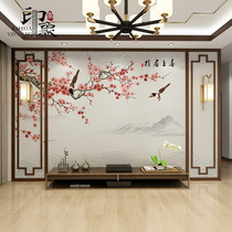  TV background wall paper Chinese light luxury living room film and television ancient style plum blossom wallpaper custom mural seamless wall cloth