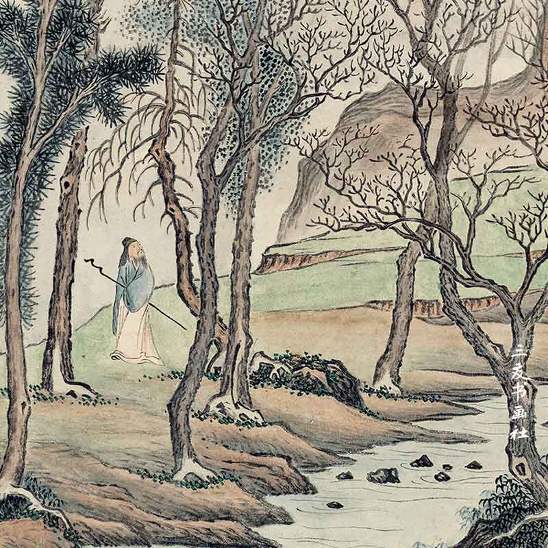 The Qing Dynasty's small literati Landscapes Canvas Strips Real Traces Reproduction Painting Core Qian Duishan Water Painting Unmounted Ancient Painting Decoration In Imitation Of Painting