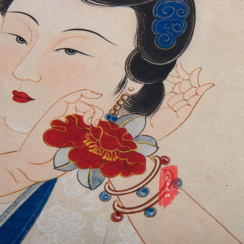 收藏 手繪之作一物一圖 置物 時代物 木器 【張大千 中國古美術品 3.31 k清代・木彫り 家具 】 人物扇