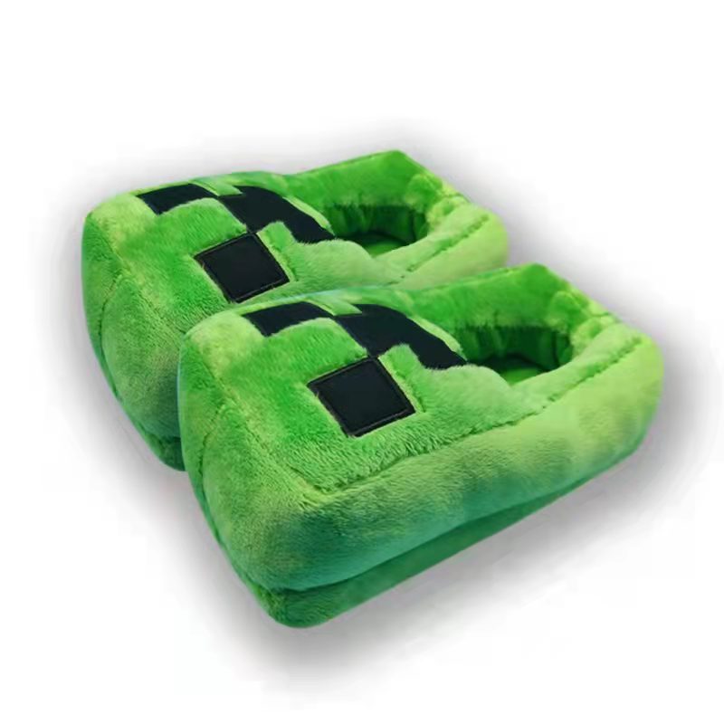 Minecraft Merchandise Creeper Cotton Slippers Pink Pig Pillow Plush Toy Shoes Home Cotton Shoes