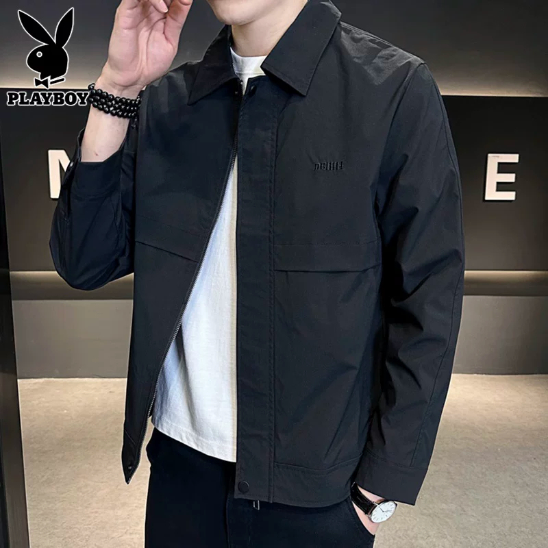 Playboy Lapel Black Jacket for Men 2026 Spring and Autumn New Business Fashion Versatile Jacket for Men Playboy Lapel Black Jacket for Men 2026 Spring and Autumn New Business Fashion Versatile Jacket for Men