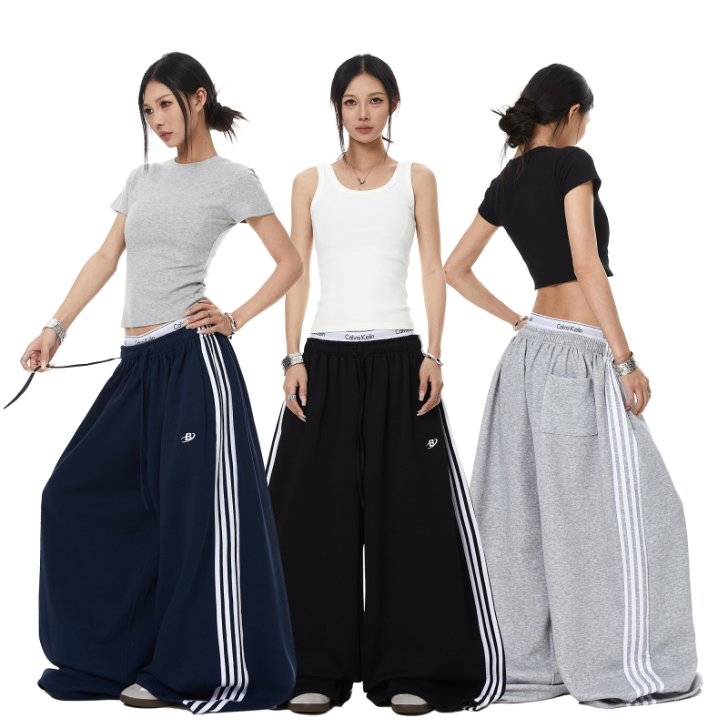 Blacklists American Retro Color-Block Striped Patchwork Straight-Leg Sweatpants Unisex Street Dance Sports Loose Wide-Leg Pants Blacklists American Retro Color-Block Striped Patchwork Straight-Leg Sweatpants Unisex Street Dance Sports Loose Wide-Leg Pants