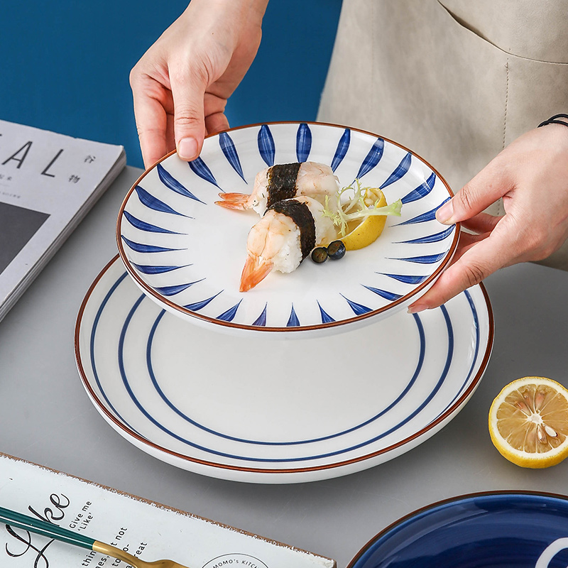 Day Style Ceramic Dishes Creative Personality Home Dishes Nordic Ins Wind Western Dining Steak Tray Mesh Red Hand-painted Cutlery