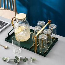 Creative Day Style Cold Kettle Glass High Temperature Resistant Large Capacity Cool White Open Water Cup Juice Pot Suit Nordic Cool Kettle