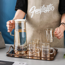 Light Extravagant Glass Cold Kettle Heatproof High Temperature Home Cool Kettle Water Cup Suit Cool White Open Large Capacity Water Bottle Teapot