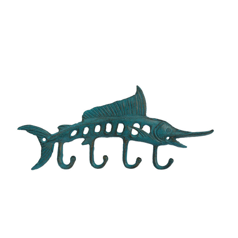 European-style cast iron crafts swordfish four-hook wall hook hanging decoration creative ocean wind coat hat hook key hook retro
