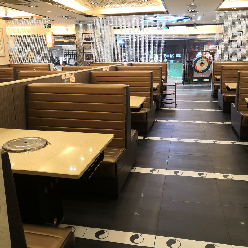 Card seat sofa restaurant tables and chairs Korean barbecue restaurant tables and chairs sofa custom marble barbecue smokeless hot pot table