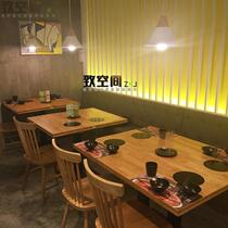 Small hot pot tables and chairs solid wood hot pot table catering hot pot restaurant tables and chairs sofa with induction cooker dining table hot pot table