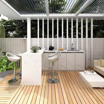 Stainless steel outdoor bar island storage cabinet rock slab console custom courtyard garden pool basin integrated cabinet