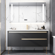 Rock plate integrated basin bathroom cabinet modern light luxury simple small apartment marble sink washbasin cabinet combination