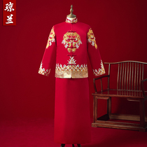 Xiuhe clothing Mens clothing Chinese wedding groom clothing Chinese style pick-up clothing Male Wo clothing Tang clothing Chinese wedding clothing Dragon and phoenix coat