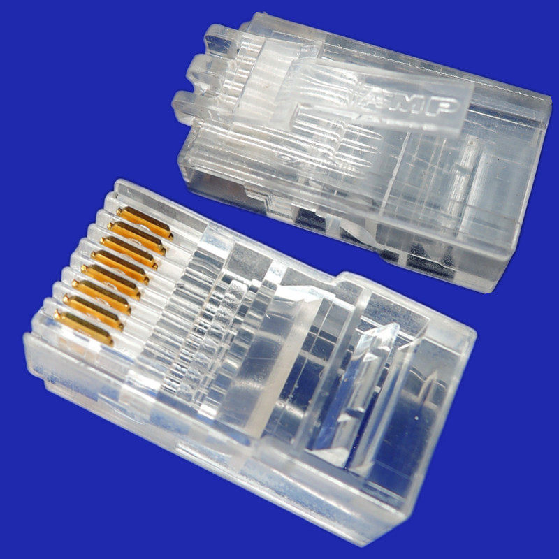 Computer broadband ultra-five network cable network crystal head connector eight-core rj45 amp plug terminal connector