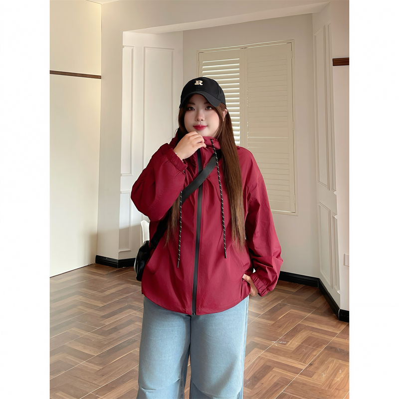 Floral Plus-Size Women's Clothing Suitable for Chubby Girls, Stylish Loose-Fitting Windbreaker Jacket, New Autumn High-End Top 15447C